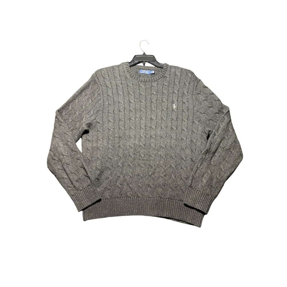 Polo Ralph Lauren‎ Cable Knit Sweater Mens XL Grey Excellent Condition Cotton